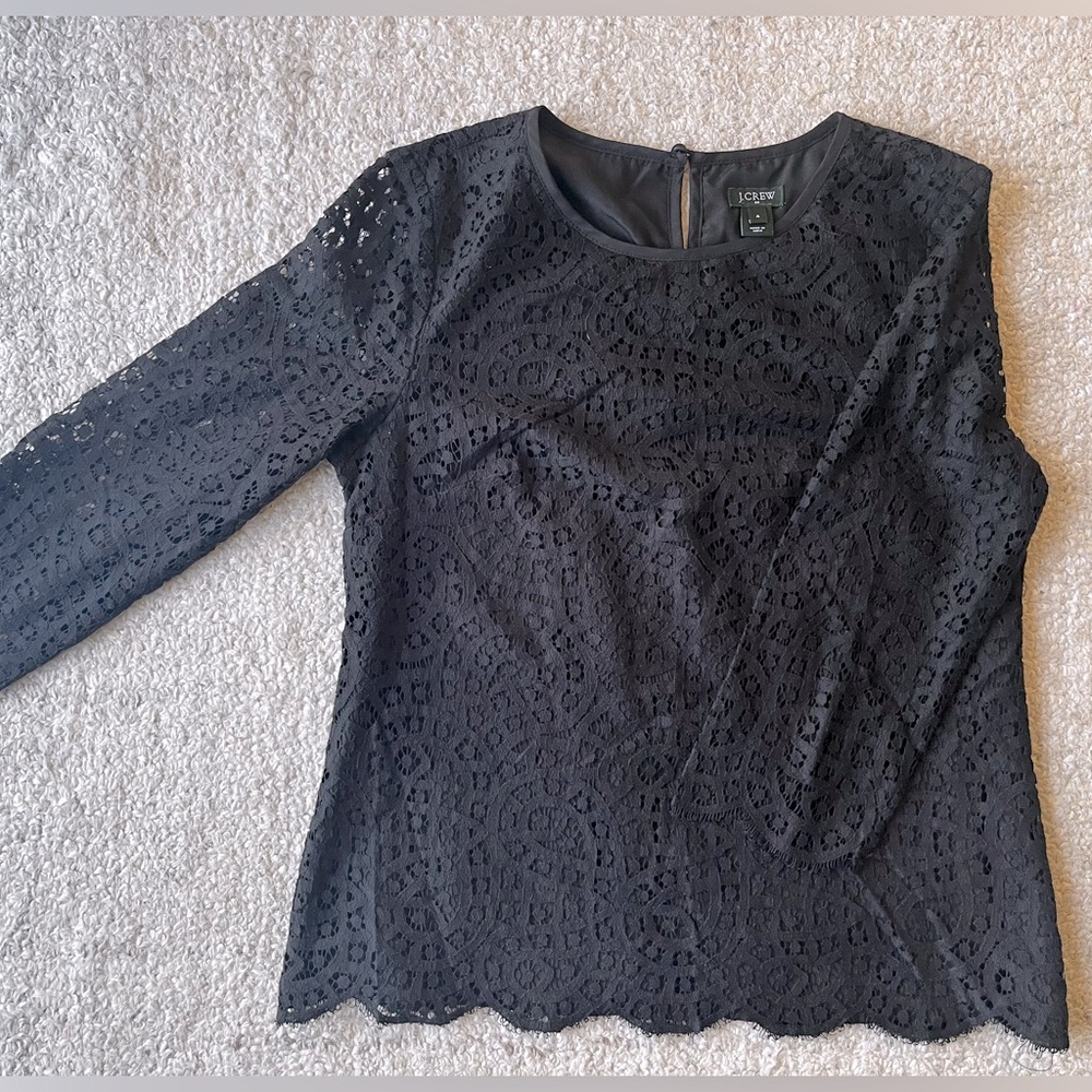 J. Crew Black Lace Blouse Top Size 4